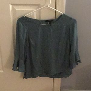 Green bell sleeve blouse
